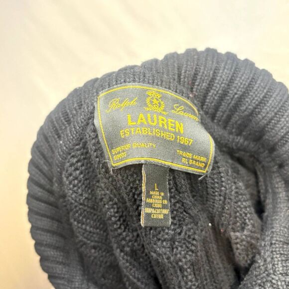 Ralph Lauren Black Half Zip Knitted Sweater Long Sleeve Collared Womens Vintage - Picture 7 of 8